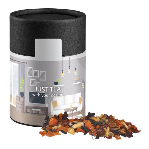 Fireplace tea, ca. 60g, cardboard can midi black with label