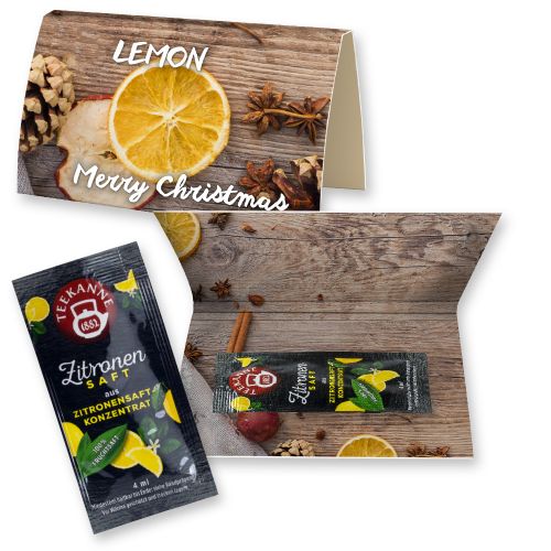 Lemon juice, ca. 4g, express promotional card A6 folded with print
