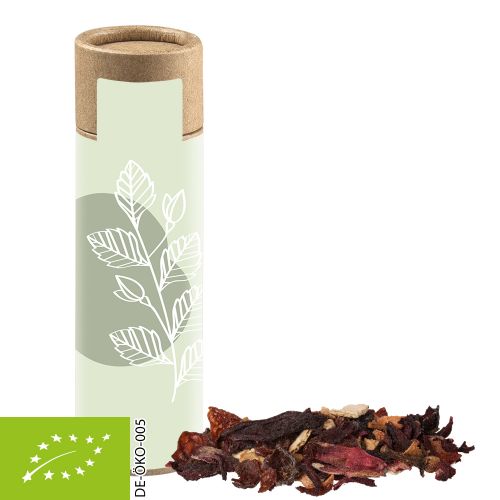 Organic Christmas fruit tea, ca. 12g, cardboard tube with label