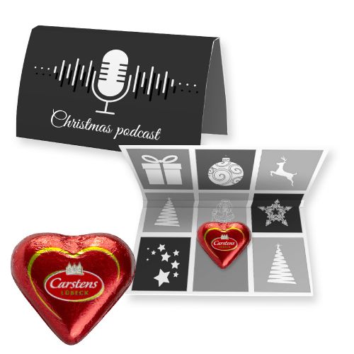 Luebecker marzipan hearts, ca. 12g, express promotional card folded with print