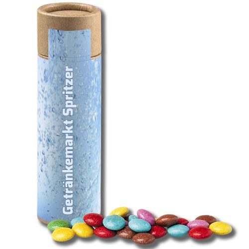 Coloured chocolate lentils, ca. 30g, cardboard tube