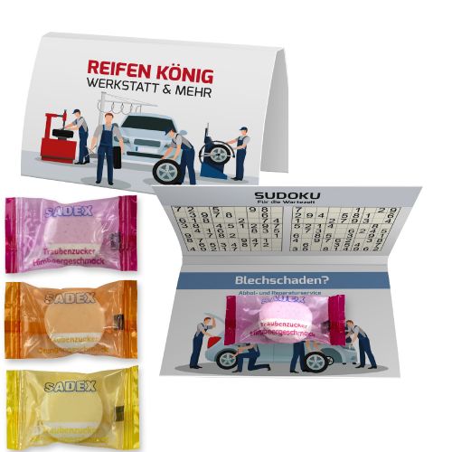 Dextrose with vitamin c, ca. 2,6g, express promotional card A6 folded with print
