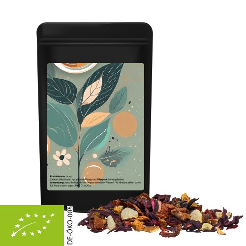 Organic fruit tea good mood, ca. 17g, mini stand up pouch black with label