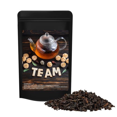 Black tea, ca. 12g, mini stand up pouch black with label