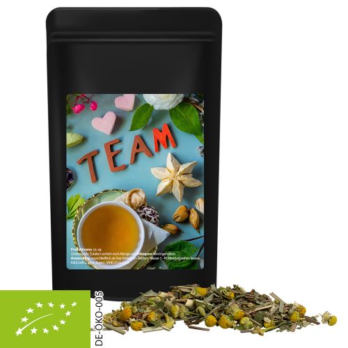 Organic herbal tea herbal fantasy, ca. 20g, midi stand up pouch black with label