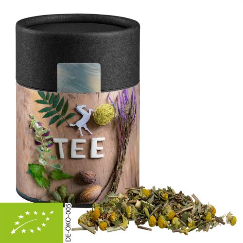 Organic herbal tea herbal fantasy, ca. 25g, cardboard can midi black with label