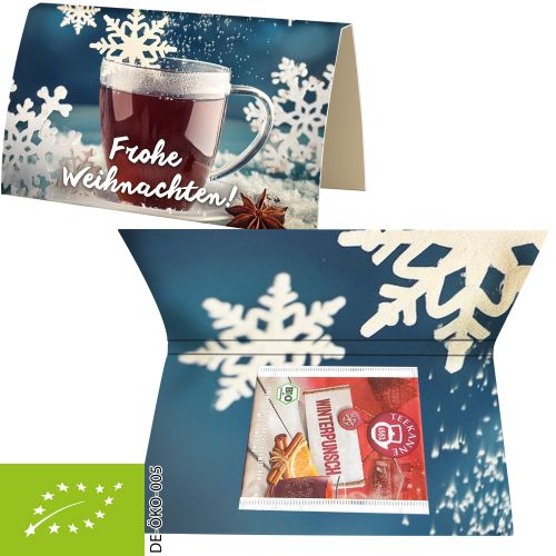 Organic tea bag winter punch, 2,25g, express promotional card A6 folded with print