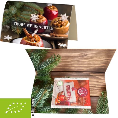 Organic tea bag baked apple, 2,25g, express promotional card A6 folded with print