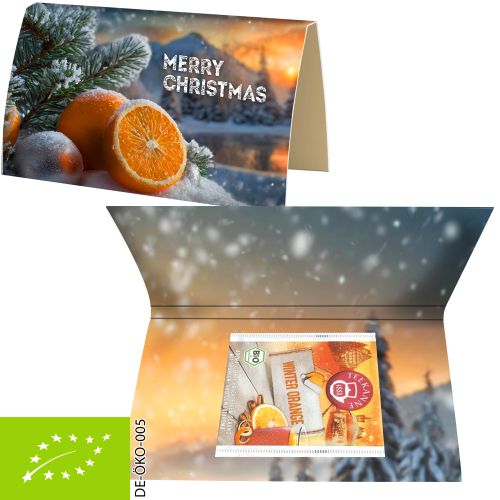 Organic tea bag winter orange, 2,25g, express promotional card A6 folded with print