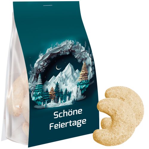 Vanilla crescents, 100g, express pouch with promotional flyer