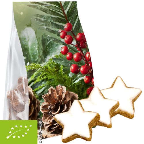 Organic cinnamon stars, 100g, express pouch with promotional flyer