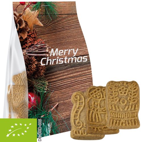 Organic traditional spicy Christmas cooki, 100g, express pouch with promotional flyer