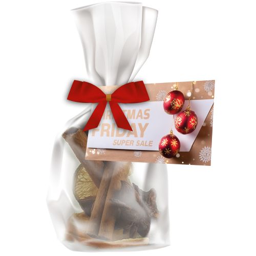 Fragrance decoration, 50g, midi stand up pouch with bow with advertising card