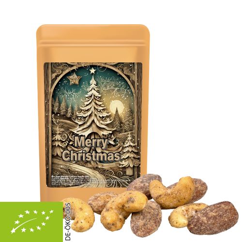 Organic cinnamon-almond vanilla-cashew mix, ca. 30g, mini stand up pouch with label