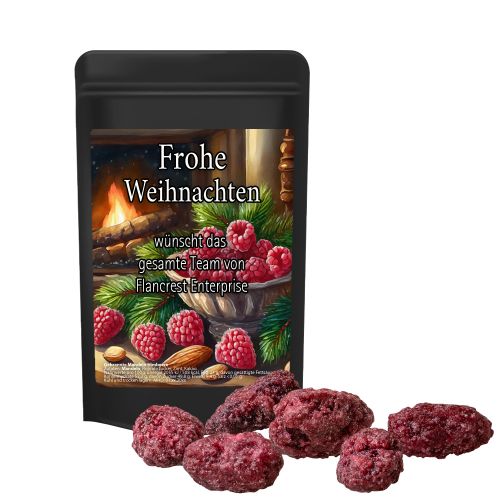 Roasted almonds raspberry, ca. 30g, mini stand up pouch black with label