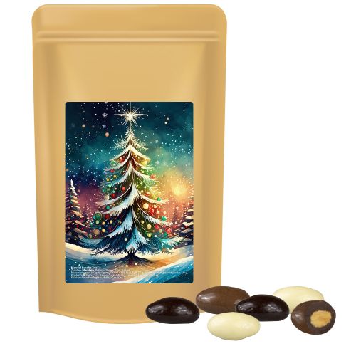 Almond chocolate trio, ca. 80g, midi stand up pouch with label