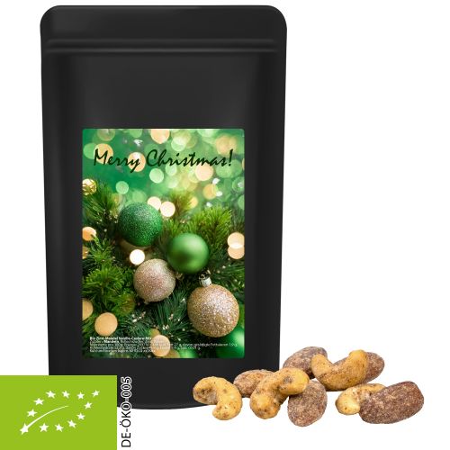 Organic cinnamon-almond vanilla-cashew mix, ca. 80g, midi stand up pouch black with label