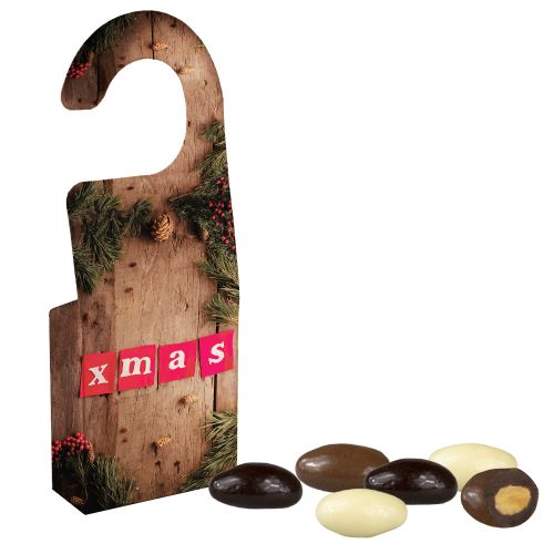 Almond chocolate trio, ca. 15g, door hanger folded box