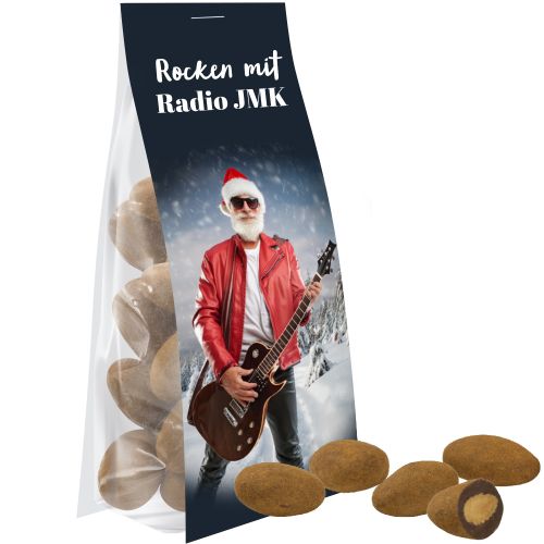 Chocolate almonds with cinnamon, ca. 40g, express pouch with promotional flyer