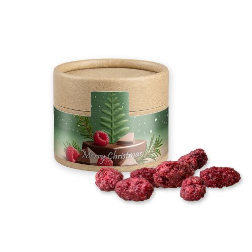 Roasted almonds raspberry, ca. 40g, cardboard can mini with label