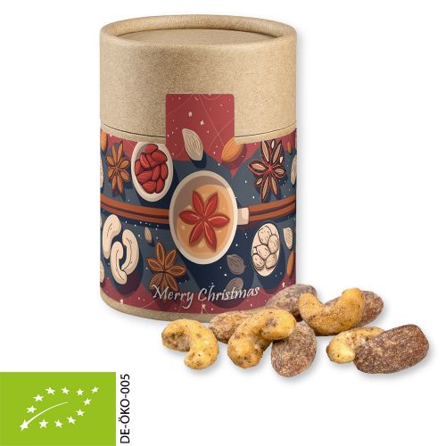 Organic cinnamon-almond vanilla-cashew mix, ca. 80g, cardboard can midi with label