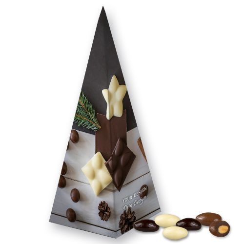 Almond chocolate trio, ca. 30g, present pyramid
