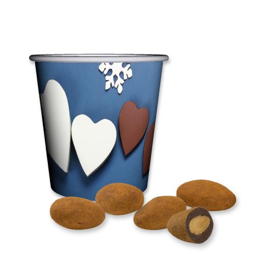 Chocolate almonds with cinnamon, ca. 40g, mini snack cup