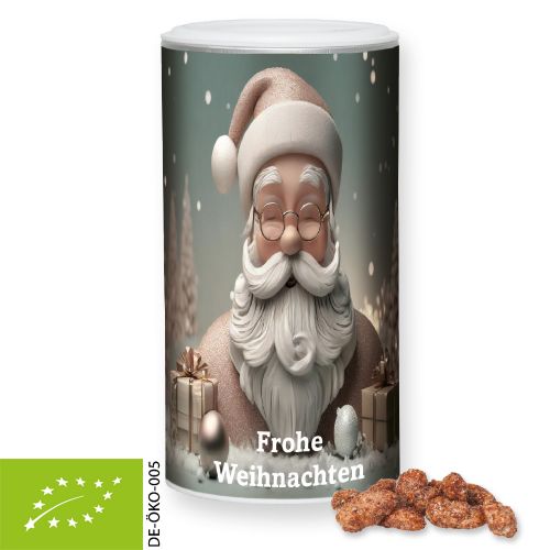 Organic burnt almonds, ca. 240g, cardboard can medium with label