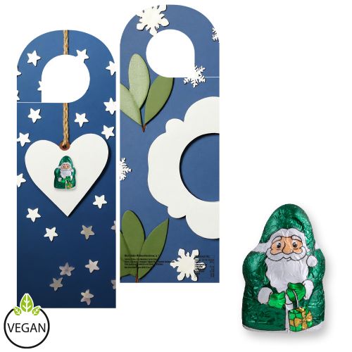 Chocolate mini Santa Claus vegan, ca. 7g, express door hanger with print