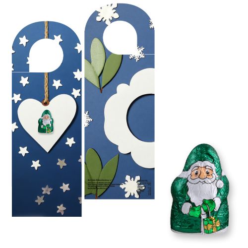 Chocolate mini Santa Claus (vegan), ca. 7g, express door hanger with print