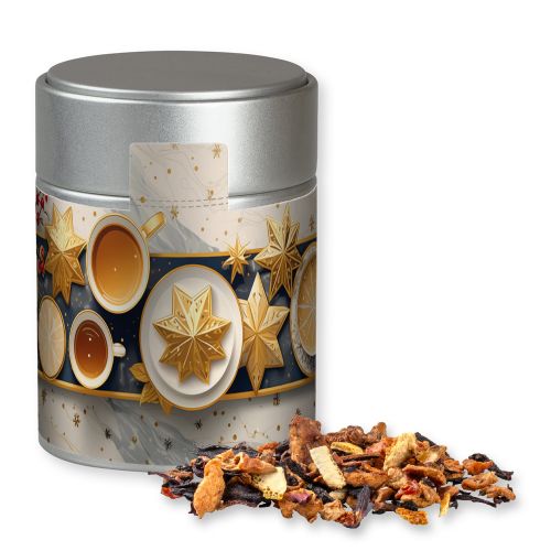 Grandmas baked apple tea, ca. 60g, metal tin midi silver with label