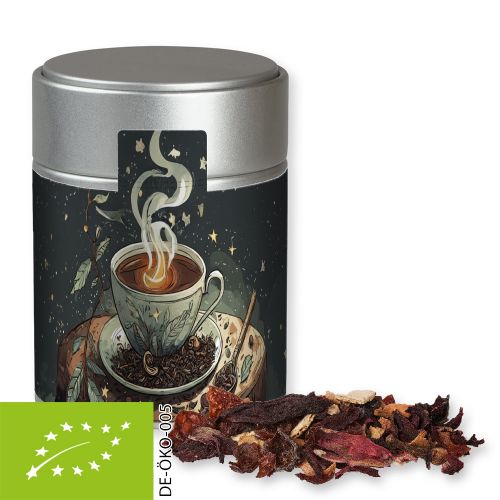 Organic Christmas fruit tea, ca. 60g, metal tin midi silver with label
