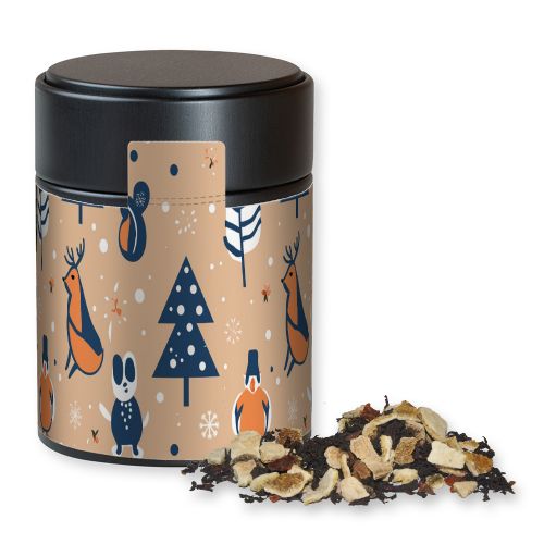 Winter days tea, ca. 70g, metal tin midi black with label