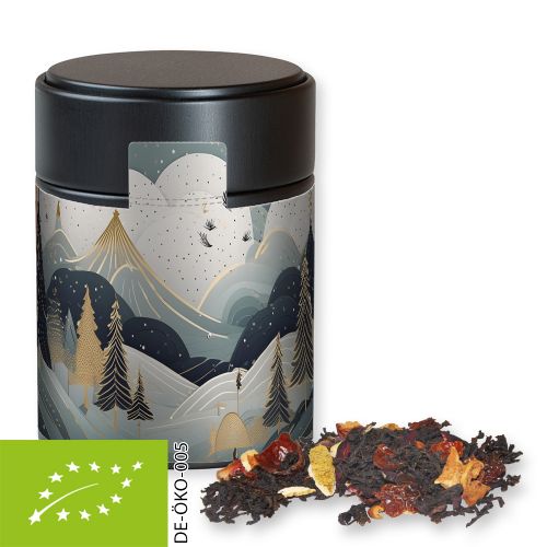 Organic Christmas black tea, ca. 60g, metal tin midi black with label