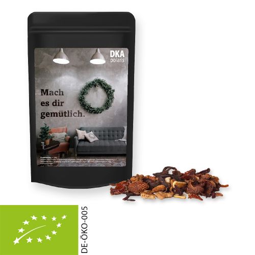 Organic fine mulled wine spice, ca. 20g, mini stand up pouch black with label
