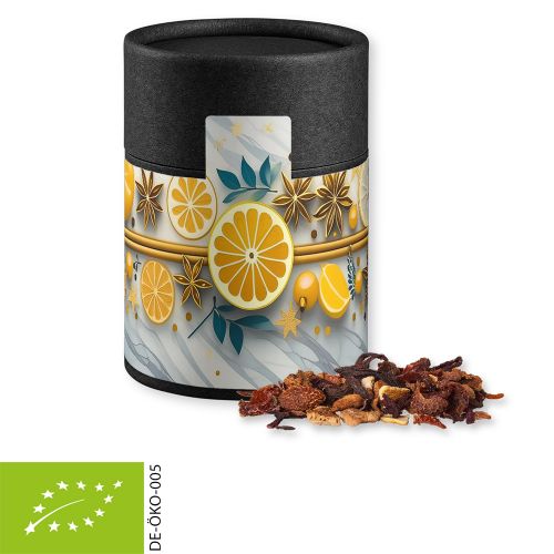 Organic fine mulled wine spice, ca. 60g, cardboard can midi black with label