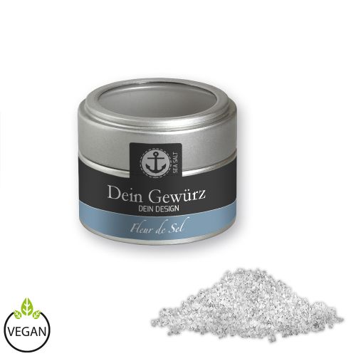 Fleur de Sel, ca. 50g, metal tin mini silver with window with label