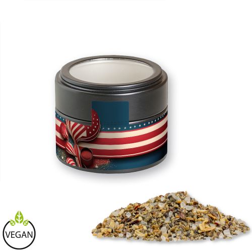 Herb steak spice, ca. 35g, metal tin mini black with window with label