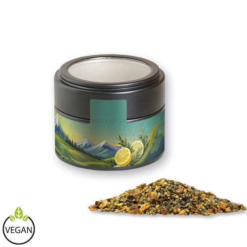 Lemon pepper, ca. 60g, metal tin mini black with window with label