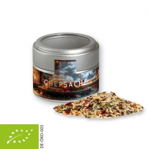 Organic Christmas spice mix roast meat, ca. 50g, metal tin mini silver with window