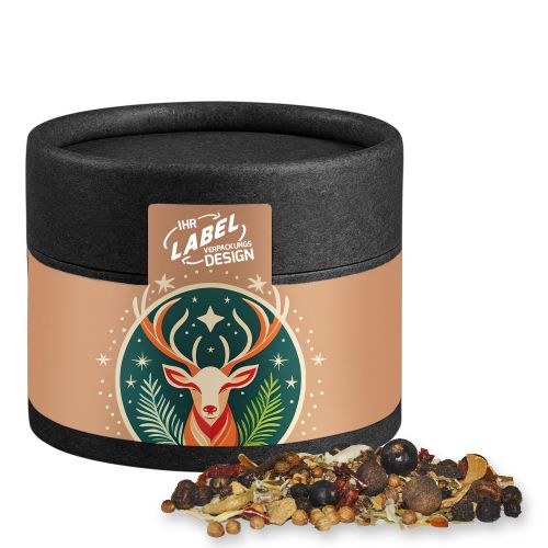Christmas spice mix venison, ca. 30g, cardboard can mini black with label