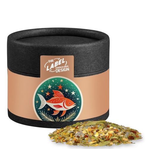 Christmas spice mix fish, ca. 20g, cardboard can mini black with label