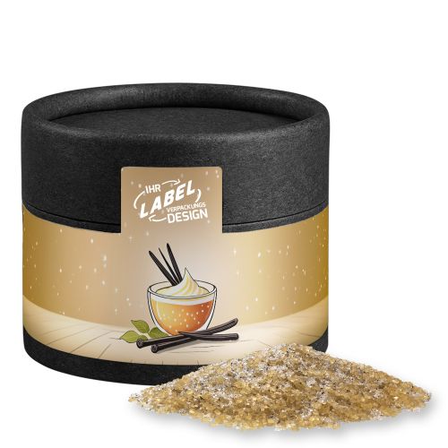 Vanilla sugar, ca. 55g, cardboard can mini black with label