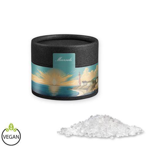 Sea salt, ca. 75g, cardboard can mini black with label