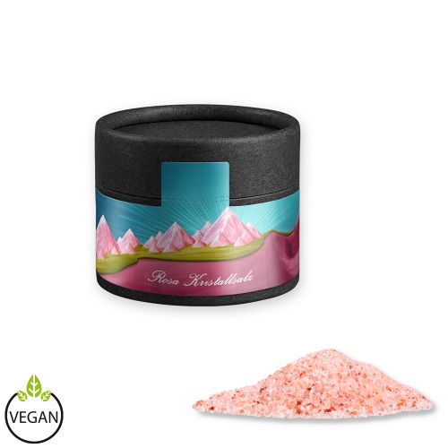 Pink crystal salt, ca. 75g, cardboard can mini black with label