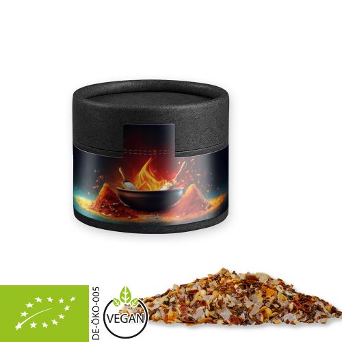 Organic fire and flame spice, ca. 40g, cardboard can mini black with label