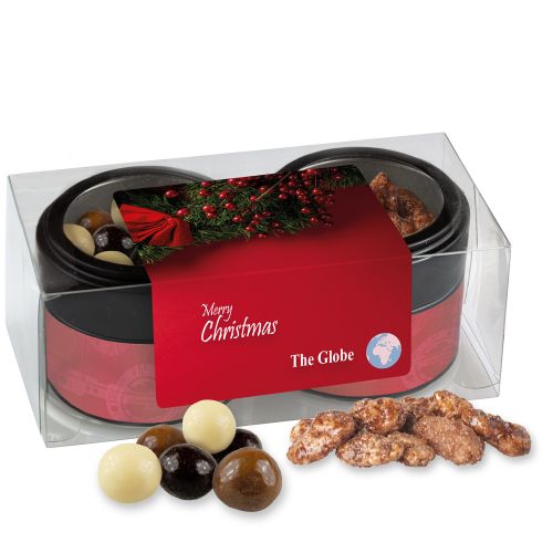 Crispy Christmas set, ca. 105g, 2-set metal tin mini with window with label