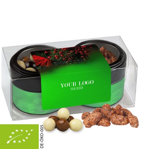 Organic crispy Christmas set, ca. 105g, 2-set metal tin mini with window with label