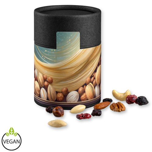 Premium trail mix, ca. 80g, cardboard can midi black with label