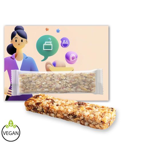 Cereal bar apple, ca. 25g, express promotional card with print